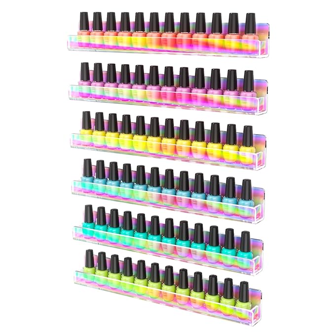 FEMELI Nail Polish Wall Rack (Iridescent, 15 inch)