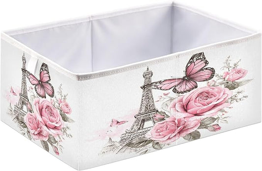 Bolaz Bow Flower Eiffel Tower Closet Organizers Storage Cubes Storage Bins Shelf Baskets Containers for Home Room Office,Rectangle