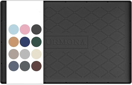 URMONA 22" x 14" Waterproof Silicone Mat in Multiple Sizes & Colors, Under Sink Mat for Kitchen & Bathroom, Pet Food Pad for Dogs & Cats, Kitchen Cabinet Liner, Multi-Purpose for Storage(Black)