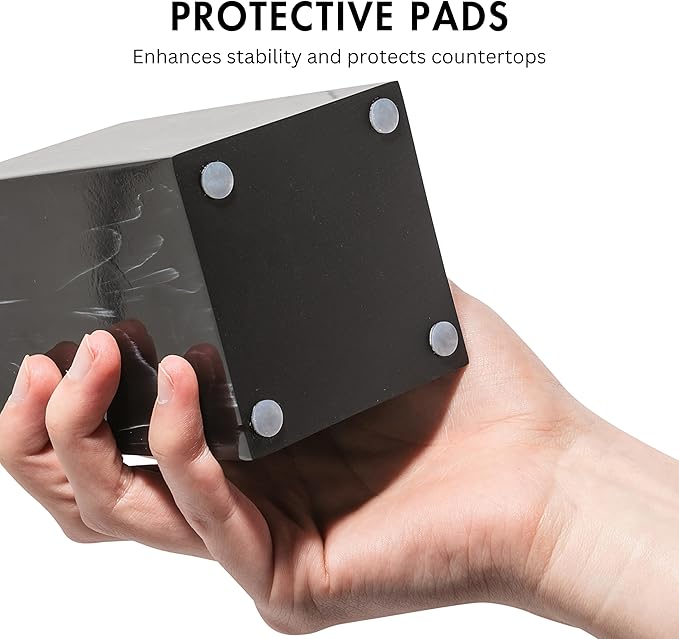 Matte Black Square Soap Dispenser for Kitchen & Bathroom – 15 oz Refillable Resin Pump Bottle for Dish Soap, Hand Soap, Shampoo, Conditioner – Modern Countertop Dispenser with Non-Slip Protective Pads