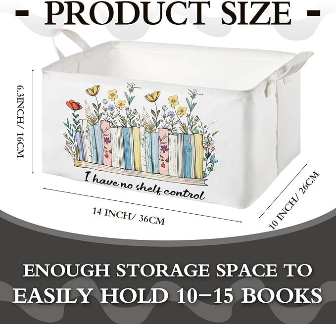 Marsui Book Lover Gifts TBR Book Storage Basket to Be Read List Storage Bin Bookish Accessories Bookworm Gift for Club Members Student Teacher Reading Accessories (Multicolor,I Have No Shelf Control)