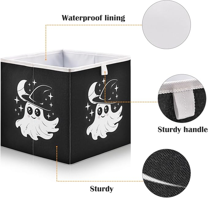 Bolaz Halloween Black Closet Organizers Storage Cubes Storage Bins Shelf Baskets Containers for Home Room Office,Square