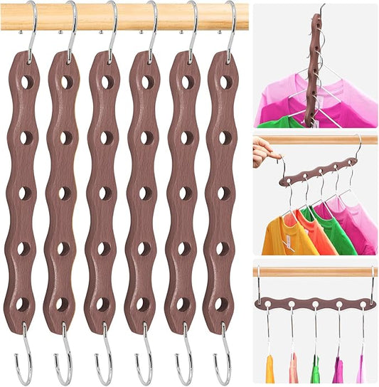 Closet Organizers and Storage,Heavy Duty Wooden Hangers Space Saving,Home Dorm Room Essentials for College Students Girls Boys,6 Pack Organization and Storage Clothes Hanger for Coat,Pants,Shirt,Scarf