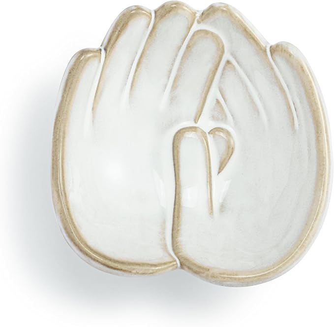 DEMDACO Hand in Hand Collection Together White Novelty 2 x 4 Stoneware Jewelry Catch-All Organizer Ring Holder & Small Keepsake Trinket Tray