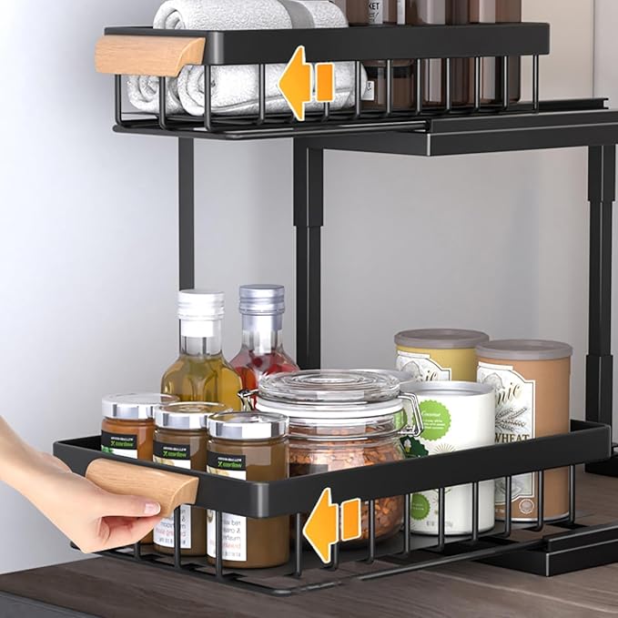 MARIE Under Sink Organizer and Storage,Pull Out Cabinet Organizer Slide Out Sink Shelf Cabinet Storage Shelves, Under Sink Storage for Kitchen Bathroom Cabinet