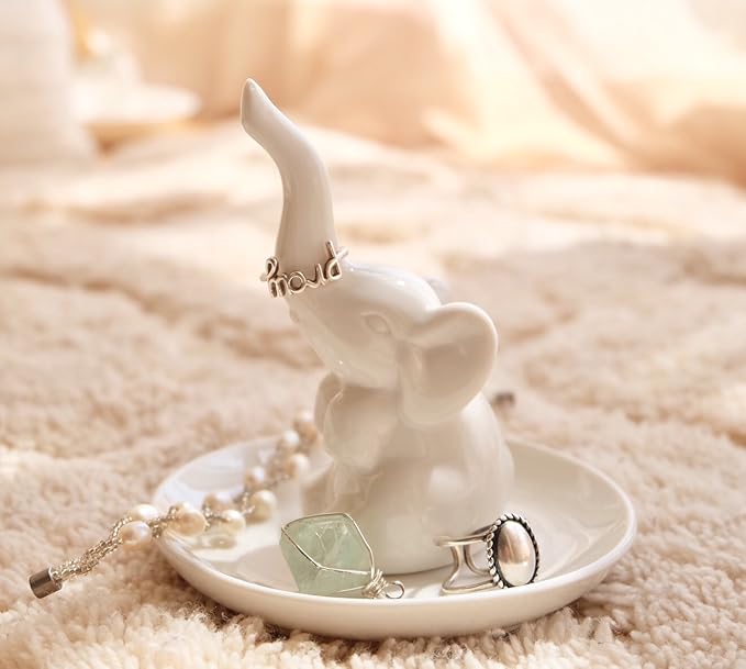 PUDDING CABIN Elephant Gift for Women Wedding Ring Holder Ring Dish for Women Engagement Birthday Christmas Bridal Shower Gifts
