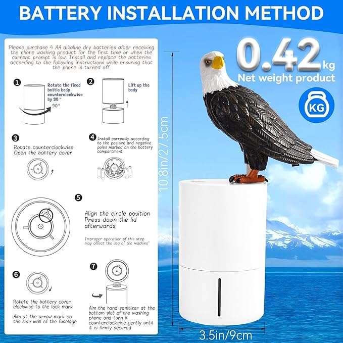 Fun Animal Series Foam Soap Dispenser-Shiba Inu,Pigeon,Shaped Foam Hand Washer,Automatic Soap Dispenser for Bathroom & Kitchen, Hilarious Gift for Kids, Adults (White-Headed Eagle Series)