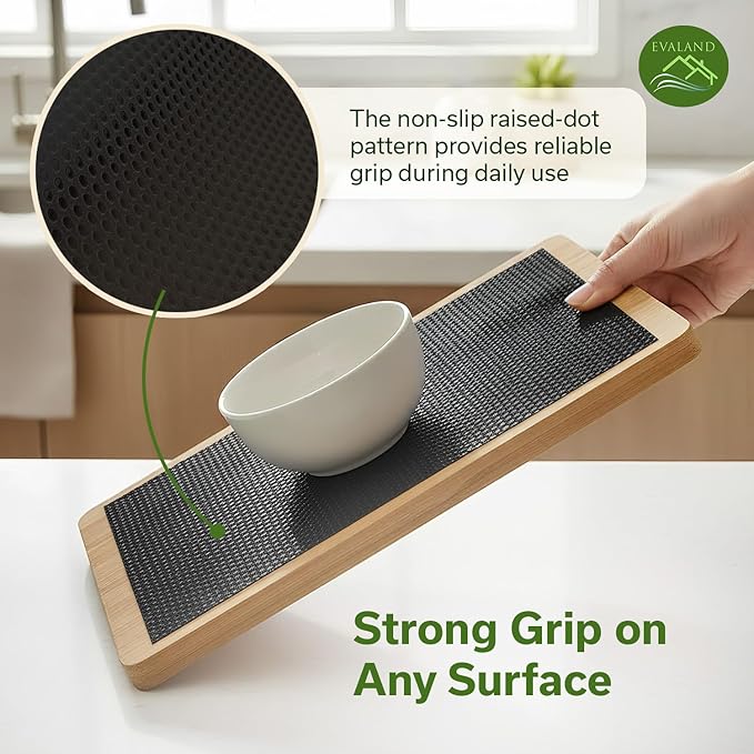 EVALAND Shelf Liners for Kitchen Cabinets Non-Adhesive 12" x 33 FT Black Drawer Liner Non Slip, Washable Cabinet Liner, Waterproof Shelf Liners for Cabinets, Refrigerator Bathroom Pantry - Thickened