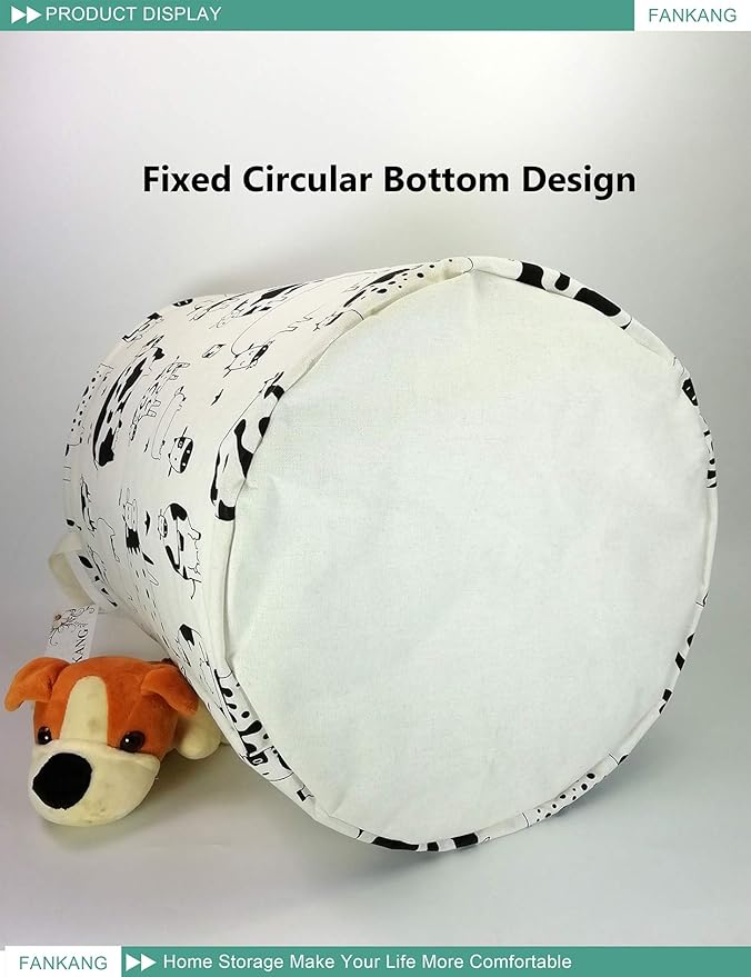 FANKANG Storage Basket, Nursery Hamper Canvas Laundry Basket Foldable with Waterproof PE Coating Large Storage Baskets for Kids Boys and Girls, Office, Bedroom, Clothes,Toysï¼Cowsï¼