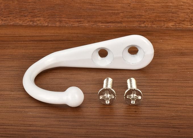 Alele 12Pcs Wall Mounted Coat Hooks,Single Prong Robe Hook for Hanging,White-Painted (White Single Rebo Hook 12p)