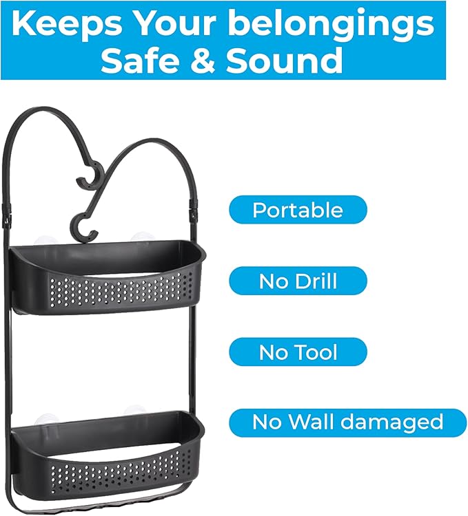 Shower Caddy Double Hanging Black