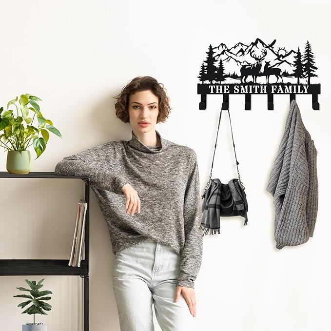 Personalized Metal Coat Hooks Wall Mount and Coat Rack Hanger for Hanging and Storage Ideal for Living Room, Hallway, Office, Backpack, Bags, Towel, Clothes and Hat