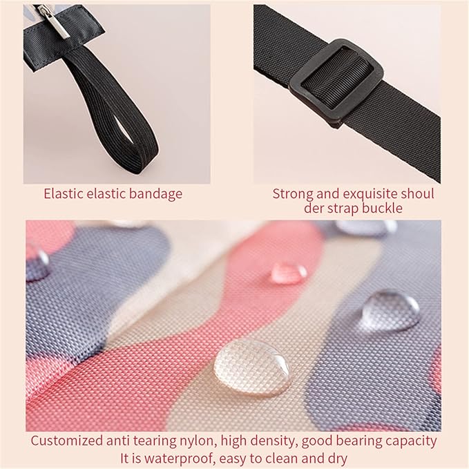 Portable Foldable Shopping Bag Large Capacity Multipurpose Storage Bag Sports Travel Shoulder Bag (Pink Camouflage)