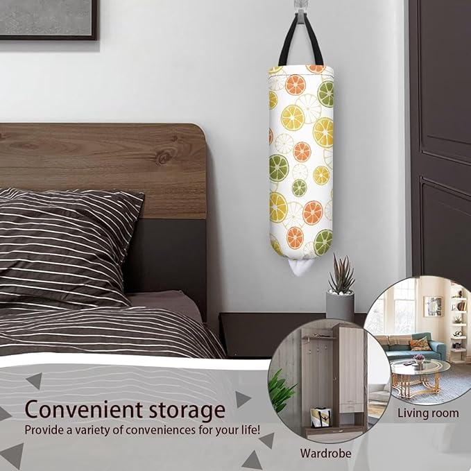Pomelo Plastic Bag Holders Wall Mount Hanging Shopping Trash Bag Storage Organizer Grocery Bags 2PCS Hanging Plastic Bag Pouch for Home Office Kitchen