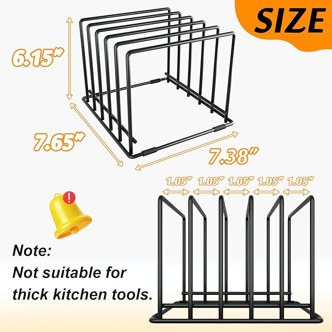 Baking Sheet Organizer Rack â 5-Slot Bakeware & Cookie Tray Holder for Kitchen Cabinet or Countertop, Stainless Steel Cutting Board Rack with Rust-Resistant Frame & Anti-Slip Feet