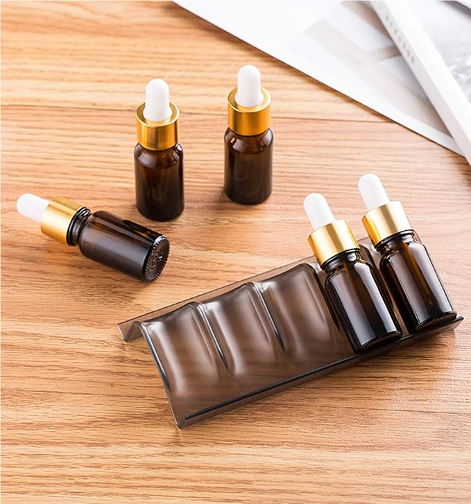HAN SHENG 8 Pcs Expandable Essential Oil Organizer Rack, Essential Oil Display Stand Adjustable Countertop Storage Racks for 5-15ml Bottles (Black)