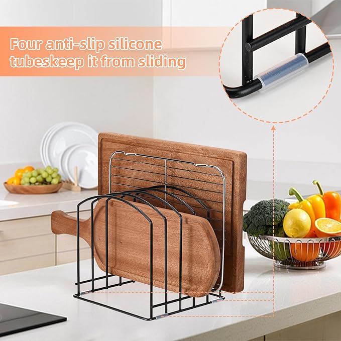 5-Slot Cutting Board Organizer, Bakeware Organizer, and Kitchen Cabinet Organizer for Baking Trays and Cookie Sheets (1pc 5 Slots for one size)