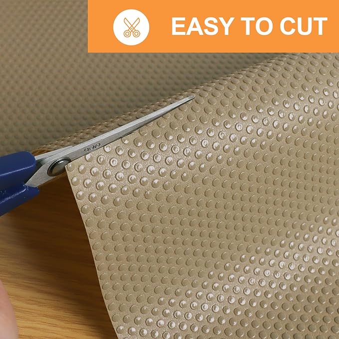 Cabinet Shelf Liner Khaki 17.7 inch Wide - Waterproof Pantry Cabinet Liner - Easy to Cut Kitchen Drawer Mat 17.7" x 300 Inch