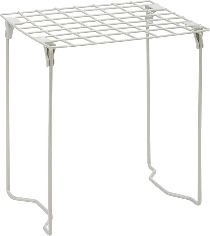 Honey-Can-Do Stackable Steel Wire Locker Shelf, Silver Metal Storage Rack Organizer, Heavy Duty Height Adjustable School & Gym Locker Insert, Space-Saving Utility Shelving
