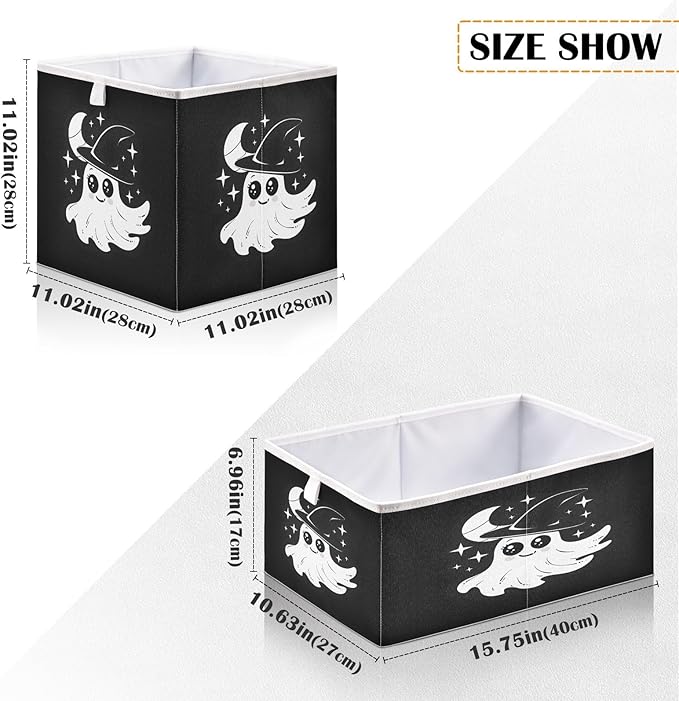 Halloween Black Closet Organizers Storage Cubes Storage Bins Shelf Baskets Containers for Home Room Office,Rectangle