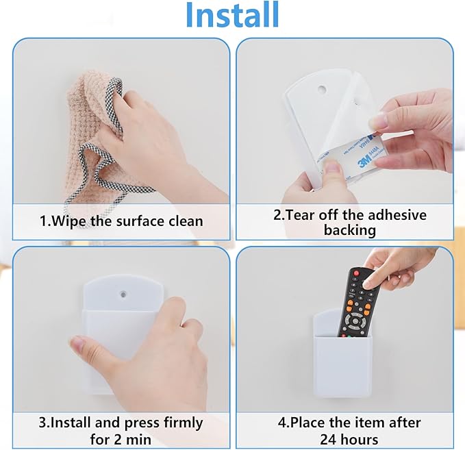 3 Pack Remote Control Holder Wall Mount, 2Pcs Small Remote Holder and 3 Slot Adhesive Wall Remote Holder, Tv Wall Remote Control Holder Pen Holder for Couch Bed Storage (White)