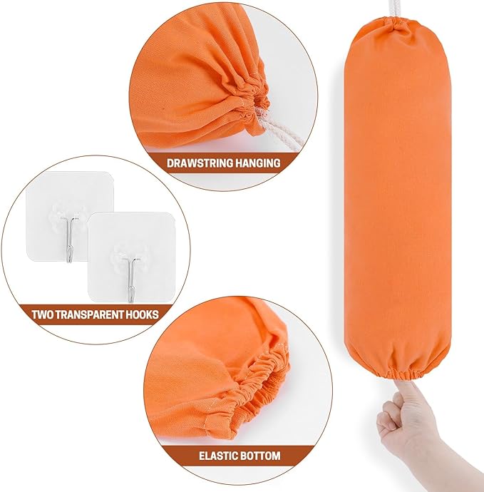 SWISSELITE 2Pcs Plastic Bag Holder, Reusable Plastic Bag Organizer Wall Mount, Large Grocery Bag Storage Dispenser, 22x9 IN