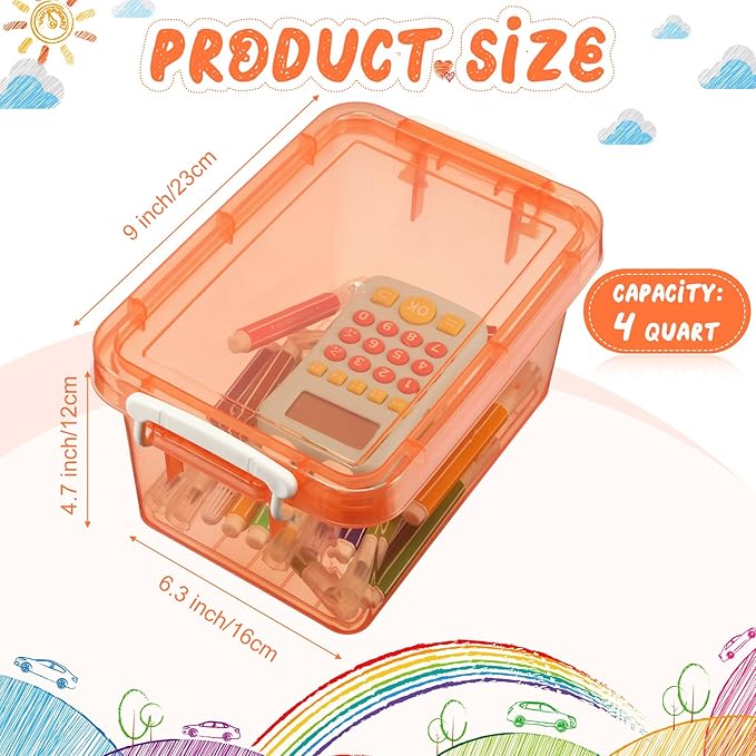 Wenqik 6 Pack Colorful Plastic Storage Bins with Lids 4 Quart Small Storage Latch Box Stackable and Nestable Clear Organizer Bins with Latching Handle and Buckle for Organizing(Sweet Color)