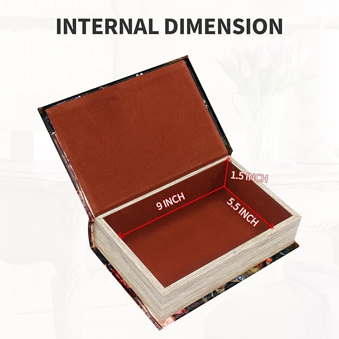Book Box Decorative Storage Box,Fake Books for Home Decoration,Faux Wood with Magnetic Close Storage for Hidden Jewelry,Photos, Greeting Cards,Remotes, Oil Painting M Size Box -5-01