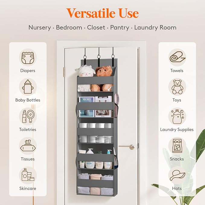 Lifewit Over the Door Organizer, 5 Shelf Clear Window Hanging Storage with 4 Mesh Side Pockets, Anti Tilt 40 lbs Load Behind Door for Pantry, Nursery, Bathroom, Bedroom, Kitchen, Dorm, 2 Pack