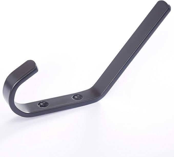 WEBI Coat Hook Wall Mounted - Heavy Duty Metal Dual Wall Hook Rack – Double Prong Robe Hooks for Bathroom Kitchen Office Entryway Closet,Single Hook,Black,5 Packs