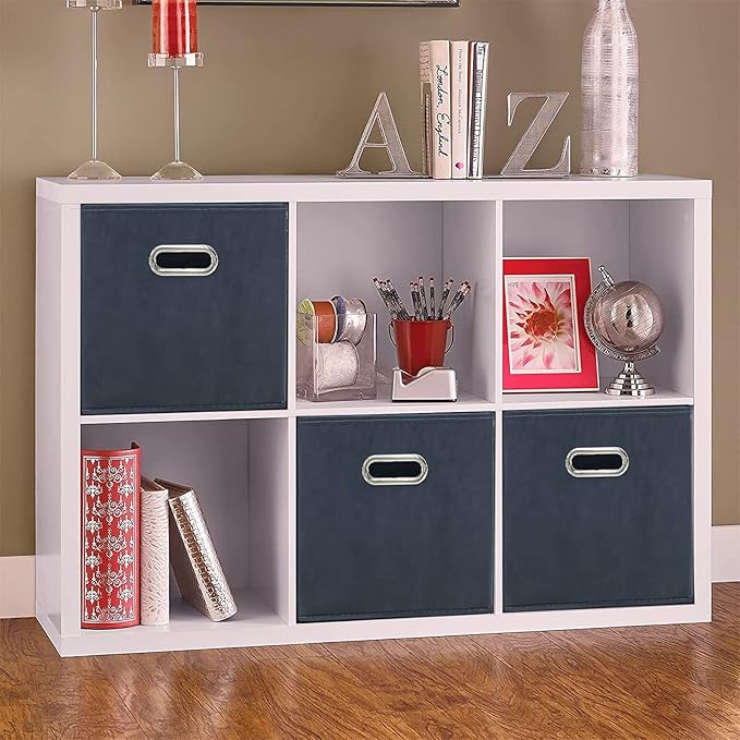 STOREONE Fabric Storage Bins Cubes Baskets Containers-(11X11X11) with Dual Handles Cube Storage Organizer Bins for Shelf Closet, Bedroom Organizers, Foldable Set of 6 (Grey )