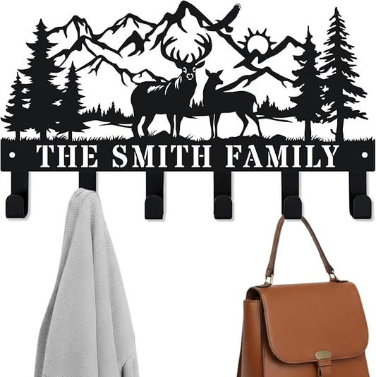 Personalized Metal Coat Hooks Wall Mount and Coat Rack Hanger for Hanging and Storage Ideal for Living Room, Hallway, Office, Backpack, Bags, Towel, Clothes and Hat