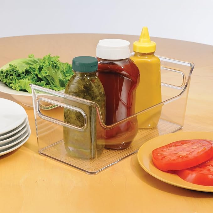 iDesign Plastic Condiment Organizer with Handles for Fridge - Clear - Made in USA