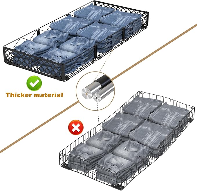 NADAMOO Large Under Bed Storage with Wheels, Low Profile Rolling Under Bed Storage Containersï¼Foldable Metal Under the Bed Organizer Bins for Bedroomï¼1 Pack