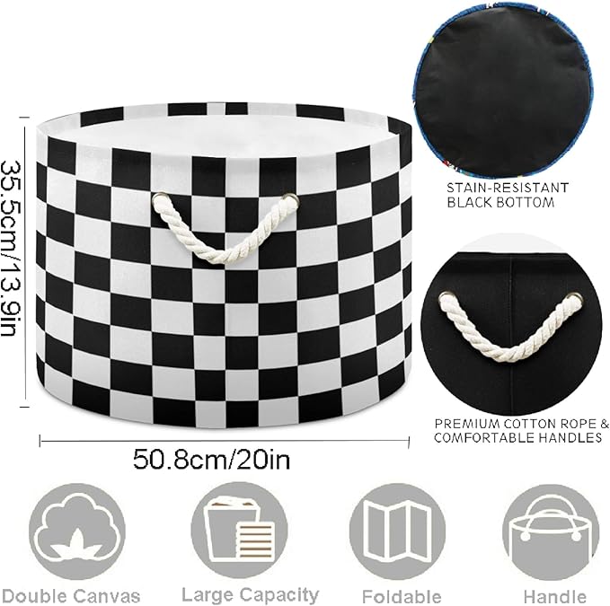visesunny Storage Basket Black White Cube Modern Nursery Hamper Canvas Fabric Toy Storage Organizer Bin Storage Box Laundry Basket for Kid Rooms,Playroom,Shelves,Toy Basket