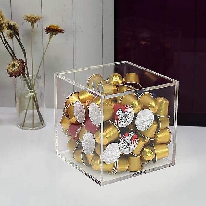 Large Acrylic Box Clear Jewelry Box with Hinged Lid, Transparent Keepsake Box for Storage Wedding Card, Trinkets, Photo and More, Cute Acrylic Box for Christmas