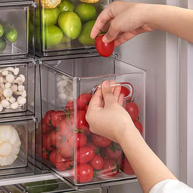LALASTAR Fridge Organizer And Storage Clear, Large Refrigerator Organizer Bin with Pull-out Drawer, Pantry Organization and Storage, BPA Free, 1 Pack, 9.51QT