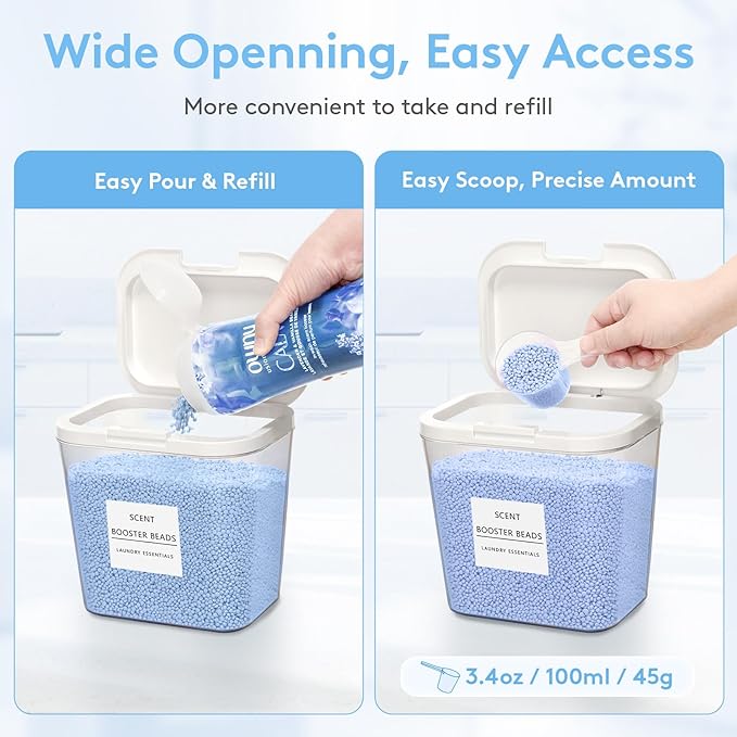 Lifewit 4 Pcs Laundry Pods Container with Pop-up Lid, Dryer Sheet Holder, Laundry Room Organization for Washing Powder, Scent Booster Beads, 2600 +2000ml/0.53+0.7gal