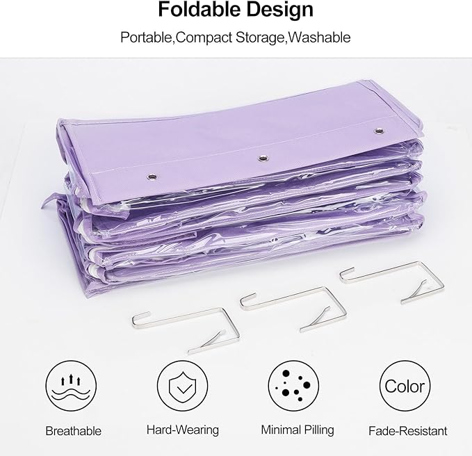 Lirex Over The Door Purse Organizer & Purse Shelf for Closet – Handbag Storage Organizer with Purse Hanger. Perfect for Scarves, Hats, and Leggings. S (11.8'' x 5'' x 51.6''), Purple