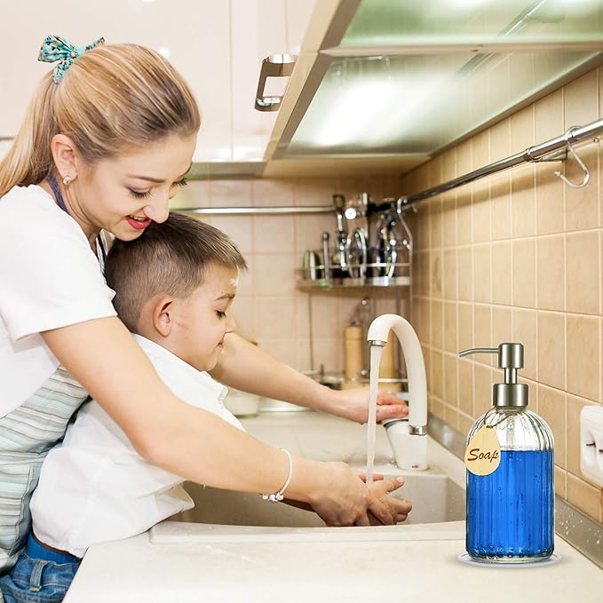 2025 Version soap Dispenser with Silicone Pad – Premium Quality – Dish Soap Dispenser, Hand Soap Dispenser – Rust Proof Stainless Steel Pump – Ideal for Kitchen Dish Soap, Bathroom Soap
