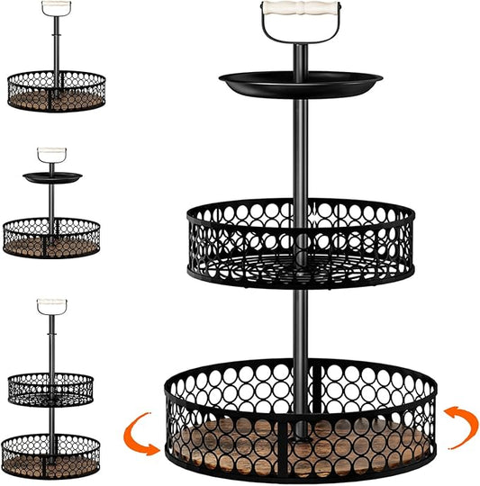 Heavy-Duty 3 Tier Lazy Susan Organizer, Upgraded DIY 4-in-1 Design Detachable Metal Rotating Spice Rack, Spice Organization for Kitchen Cabinet Countertop