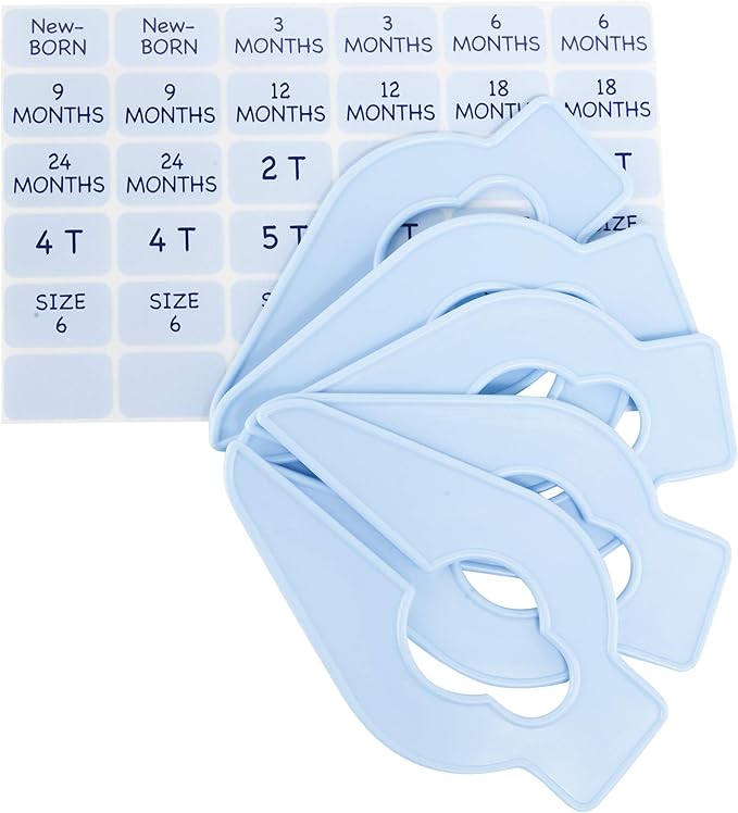 Size-It Closet Organizers by Baby Buddy - Baby Clothes Closet Dividers Nursery Clothing Organization for Babies and Kids, Newborn up to Size 8, Clothes Divider for Closet, Blue, 10 Count