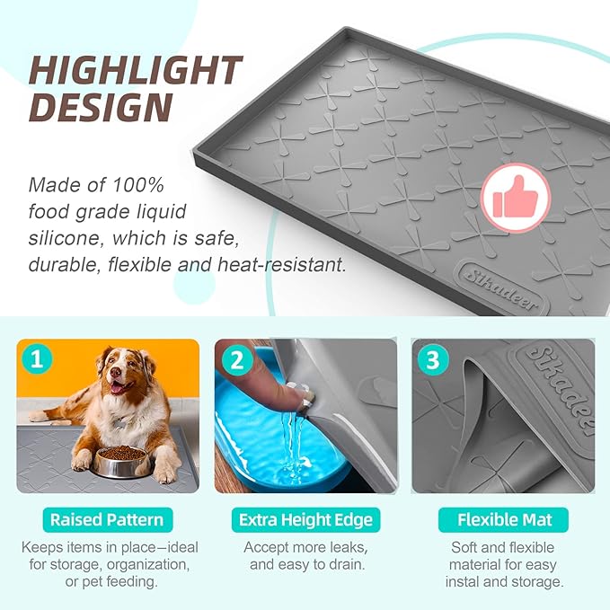 SIKADEER 31" x 19" Under Sink Mat Waterproof, Silicone Mat Kitchen Drawer Shelf and Cabinet Liner, Sink Protector for Kitchen Organizers and Storage, Boot Tray Pet Food Mats