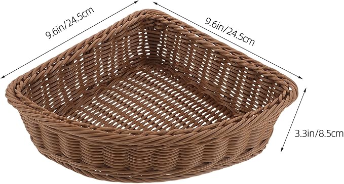 SUPVOX Triangular Corner Storage Basket, Small Woven Organizer Bin for Cosmetics and Snacks, 24.5cm Radius Fan-shaped Basket for Wardrobe, Kitchen, Bathroom, Nursery Storage