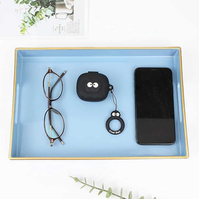 Spsyrine Blue Bathroom Vanity Tray with Handles for Dresser Tops, Countertop, Perfume Decorative Tray, 11.8â * 7.87â *1.37â