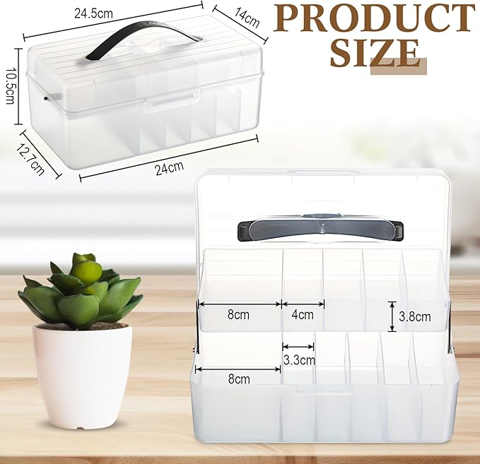 Honeydak Clear Plastic Bandages Storage Organizer 2 Tiers First Aid Box Large Portable Medicine Container Holder Empty for Home Cabinet Office Travel School Use Supplies