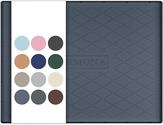 URMONA 28" x 19" Waterproof Silicone Mat in Multiple Sizes & Colors, Under Sink Mat for Kitchen & Bathroom, Pet Food Pad for Dogs & Cats, Kitchen Cabinet Liner, Multi-Purpose for Storage(Dark Grey)