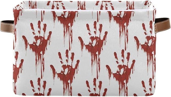 Bolaz Large Storage Basket Halloween Scary Bloody Zombie Foldable Storage Box Organizer Bins with Handles for Bedroom Home Office