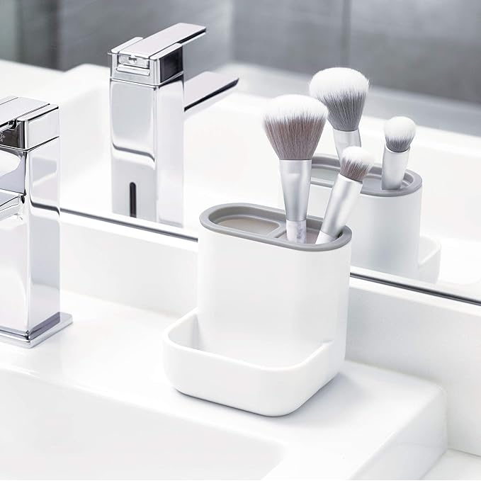 iDesign Cade Center for Bathroom Countertops, Desks, Vanities-White and Gray