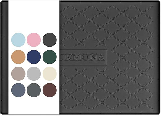 URMONA 28" x 22" Waterproof Silicone Mat in Multiple Sizes & Colors, Under Sink Mat for Kitchen & Bathroom, Pet Food Pad for Dogs & Cats, Kitchen Cabinet Liner, Multi-Purpose for Storage(Black)